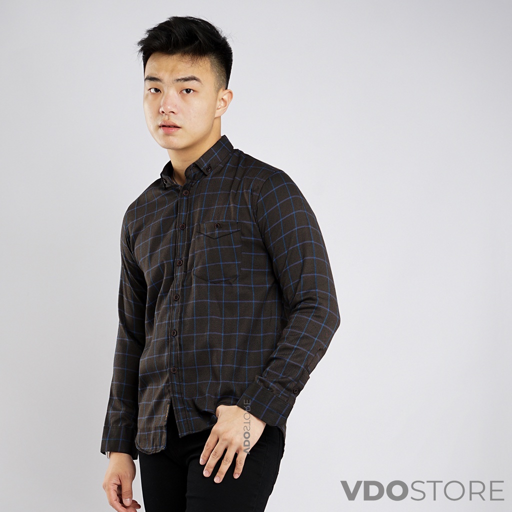 KEMEJA FLANEL PRIA 23 BLUE UV COFFEE - M L XL - KEMEJA LENGAN PANJANG VDOSTORE DEWASA BAJU FLANNEL TANGAN PANJANG HITAM NAVY ABU MOTIF KEMEJA COWOK MURAH DEWASA SANTAI TEBAL KUALITAS IMPORT BAJU CATUR PANEL FANEL