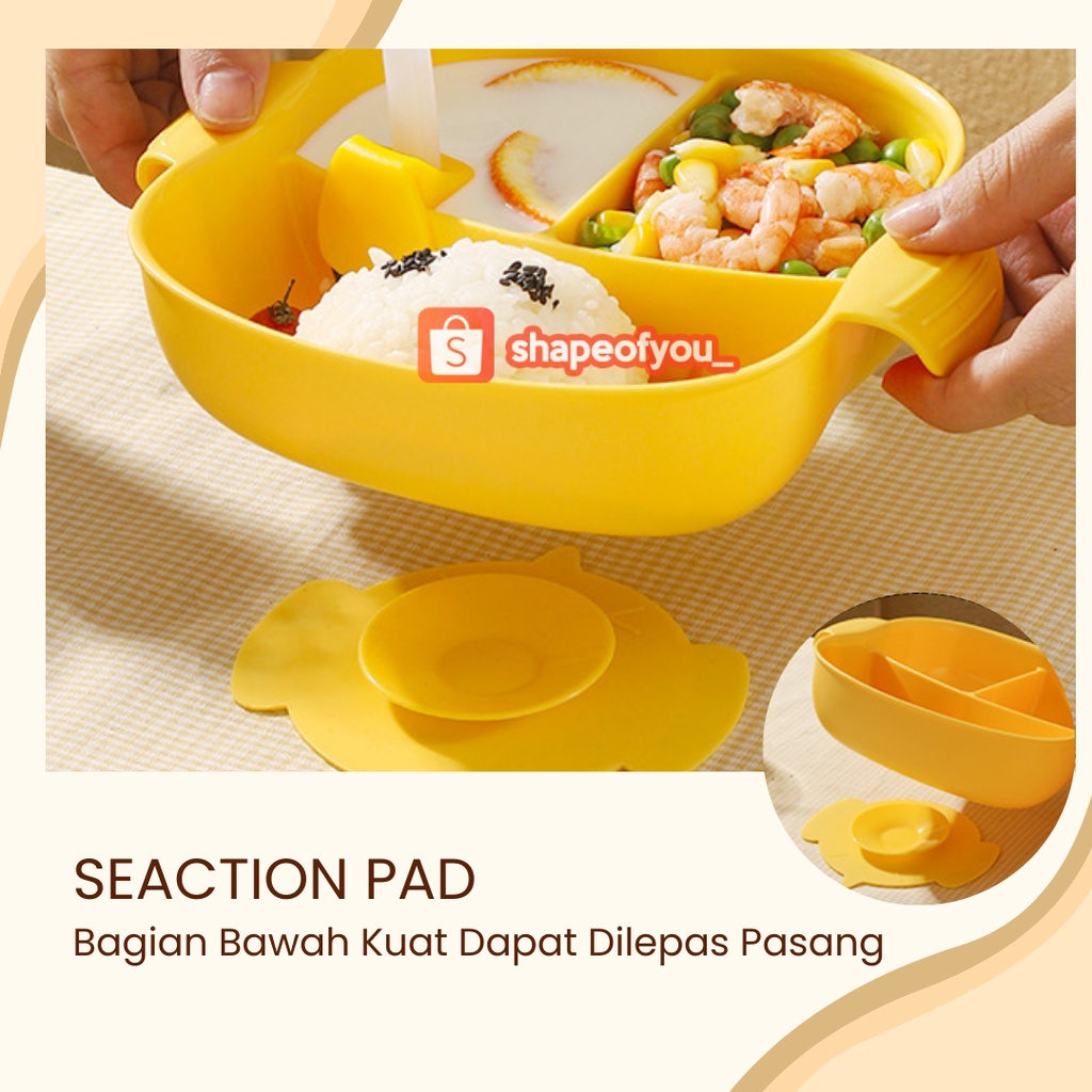 Piring Makan Anak lucu Karakter Anti Slip BPA Free sendok garpu