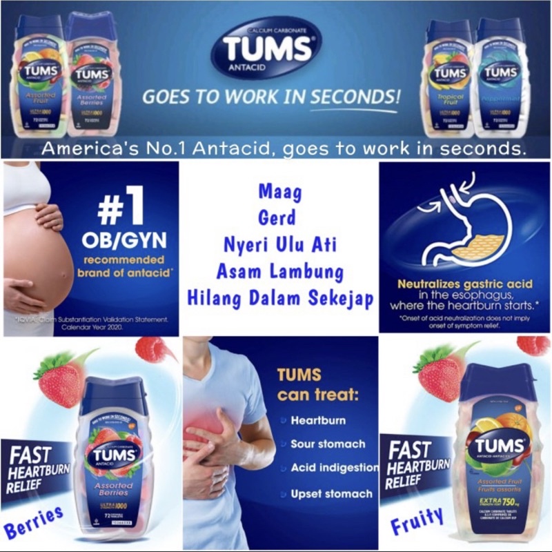 Jual Tums antacid obat maag / gerd ultra 1000 asam lambung 96 caps