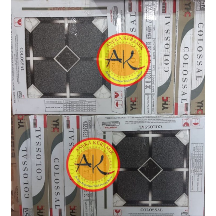 Keramik Lantai Teras/Garasi Kasar Matt Motif Hexagon 40x40 Hummer Black