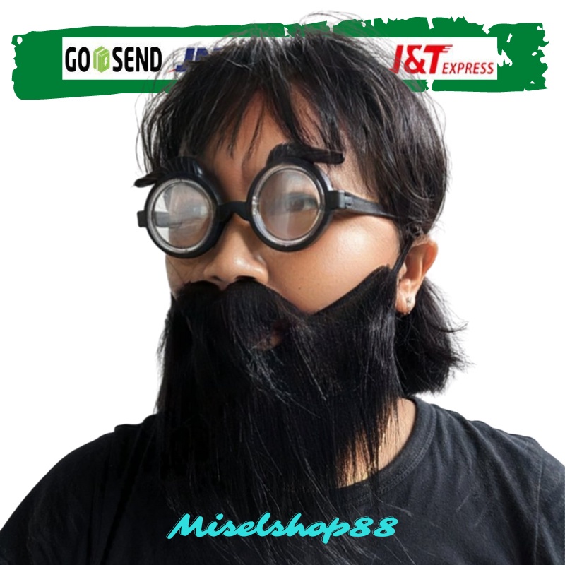 Jenggot palsu dengan kacamata nerd janggut fake beard