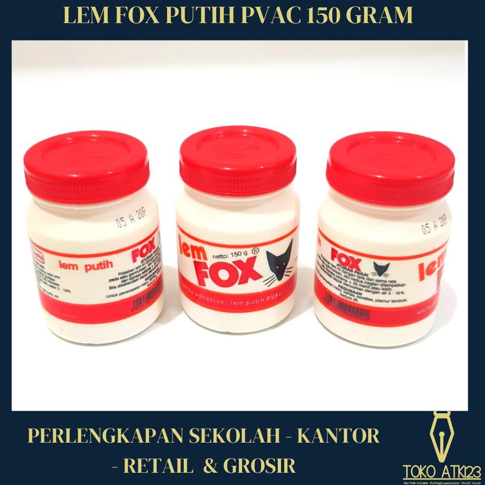 

₽ Lem Fox Putih / Lem PVAC / Lem Kertas Putih Merk Fox Botol 150 gram ➭