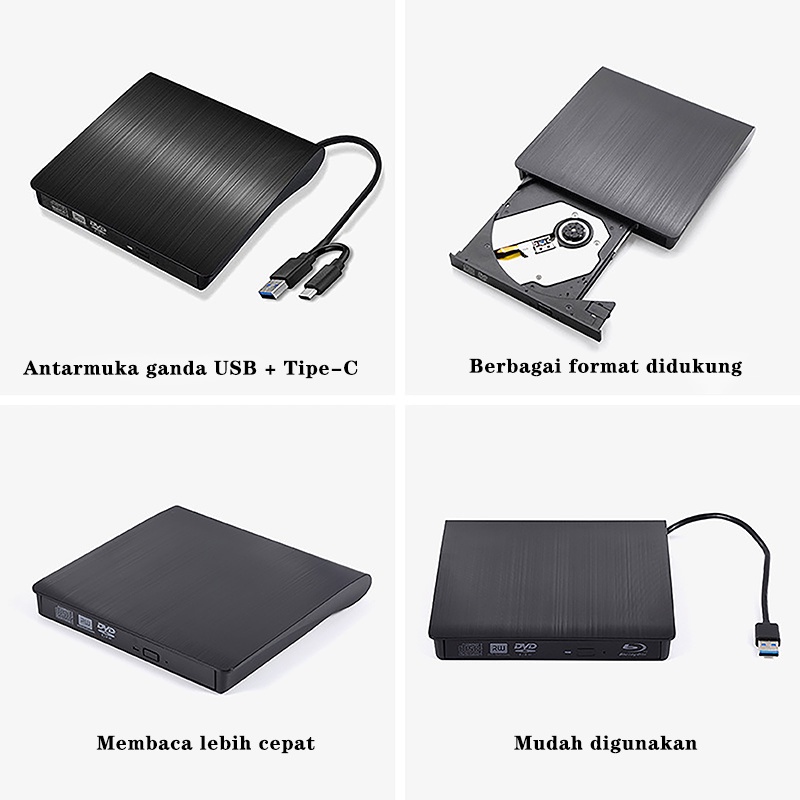 External Drive Portable DVD Writer DVD/CD/VCD untuk All-in-One/Laptop/All-in-One/Desktop/MAC Player ROM Drive Kompatibel dengan Windows XP/7/8/10