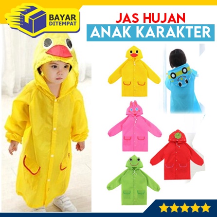 Jas Hujan Anak Terusan Motif Karakter Lucu