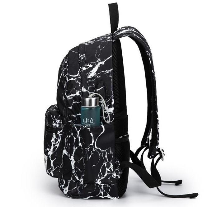 KINMAC BLACK MARBLE Tas Laptop Backpack Tas Ransel Tas Sekolah