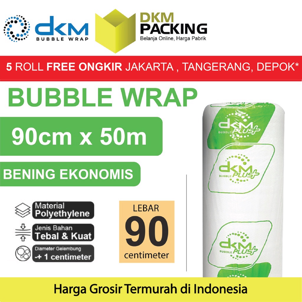 

Plastik Bubble Wrap Bening Ekonomis 90CM x 50M TEBAL DKM+ Bubblewrap