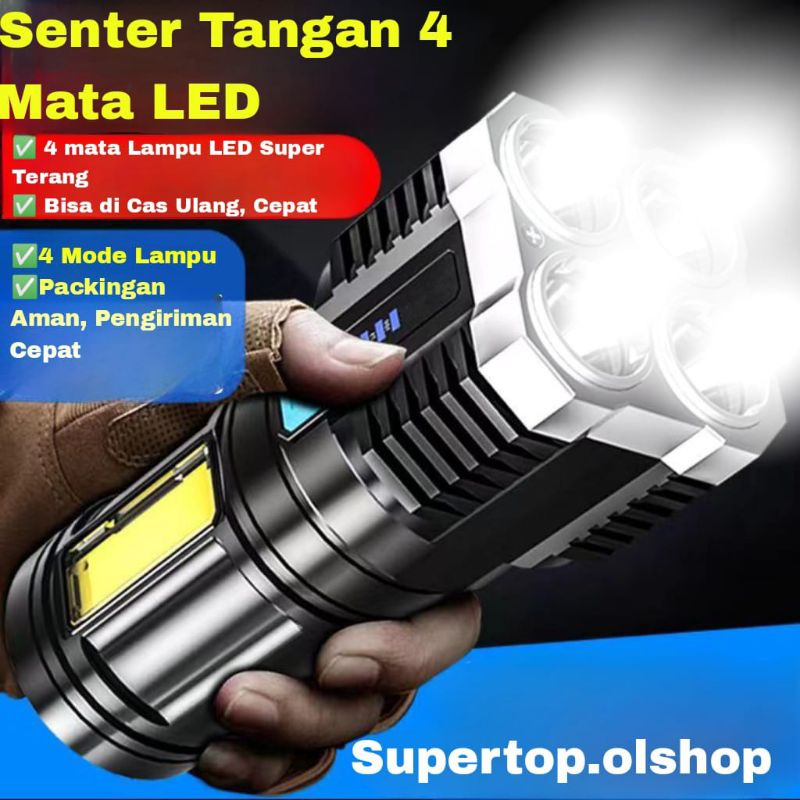 Senter Portable 4 LED + COB Light Super Terang L-S03 / Senter