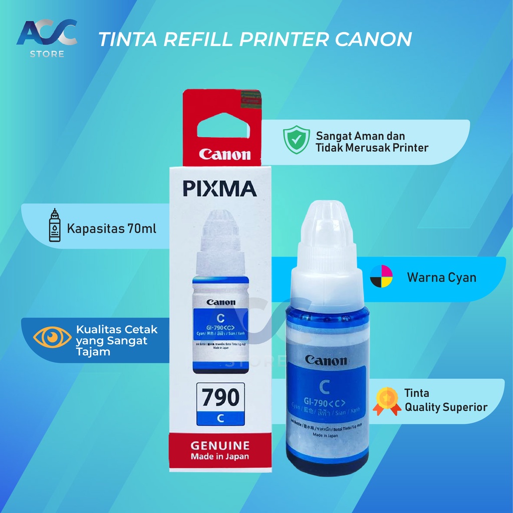 1 SET 4 PCS Tinta Canon Gi 790 Isi Ulang Printer G1000 G1010 G2000 G2010 G3000 G3010 G4000