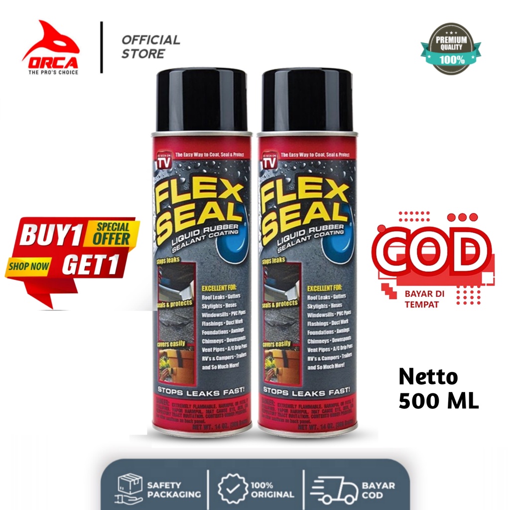 BUY 1 GET 1 FLEX SEAL Spray Anti Bocor Spray Pelapis Atap Anti Bocor Rubber Sealant Spray 500ml penambal retakan