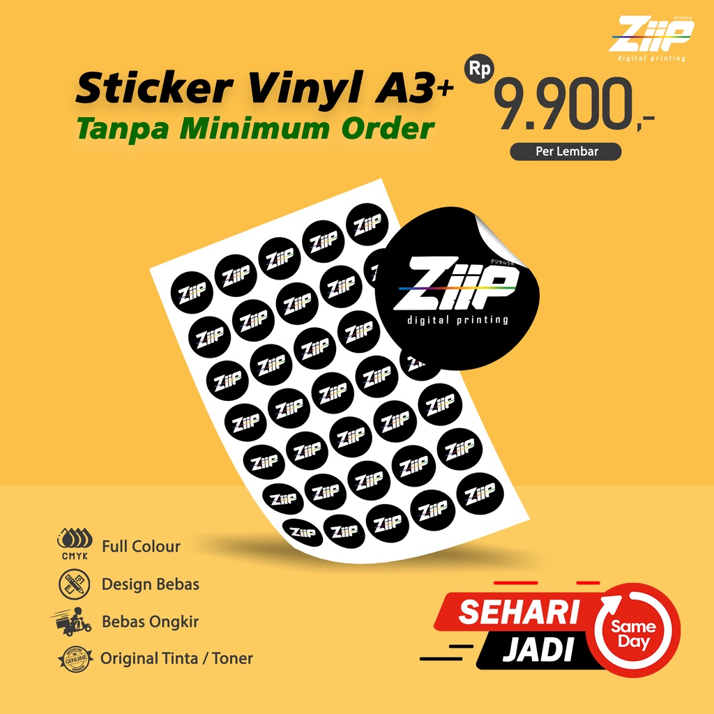 

Cetak Stiker Label Vinyl A3+ | Tanpa Minimum Order