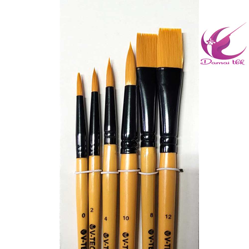 

V-Tec Brush VT 102 Set 6 / Kuas Lukis Set 6 / Kuas Cat Air Akrilik