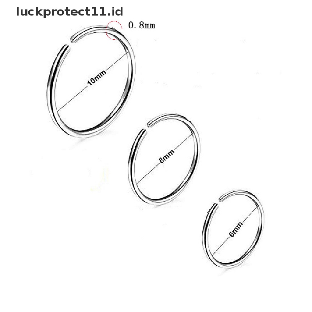 /Fashion Hot// Fashion// 9Pcs Cincin Hidung Terbuka Hoop Bibir Tubuh Klip on Studs Perhiasan Stainless Steel.