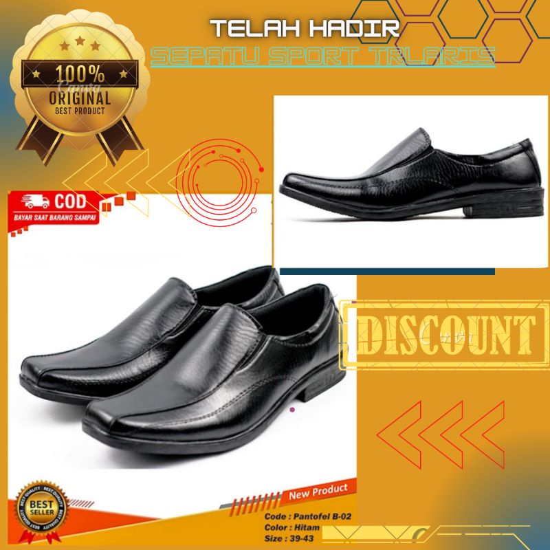 SEPATU PANTOFEL PRIA SEPATU PANCUS LAKI LAKI B-03 SLOP TANPA TALI