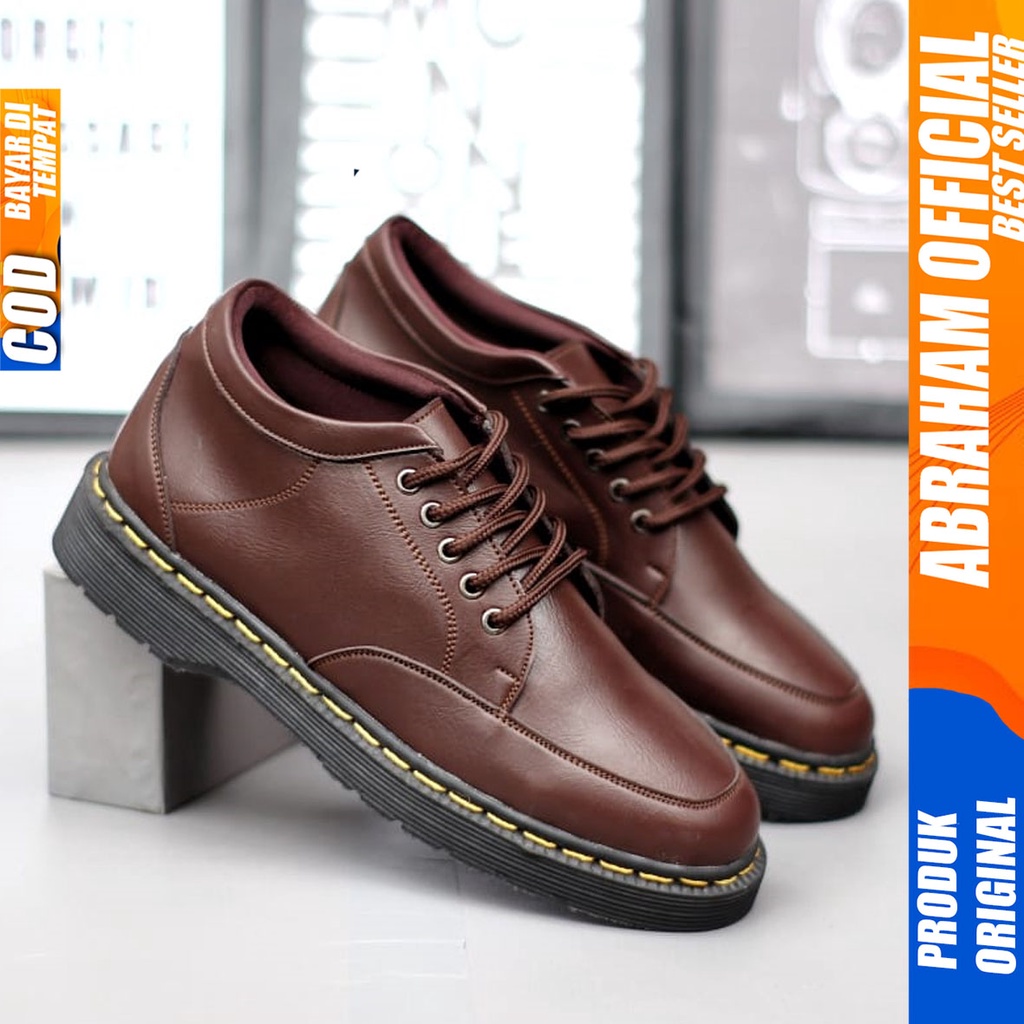 Sepatu Formal Pria Pantofel Docmart Low Boots Kerja Hitam Abraham RIBERY