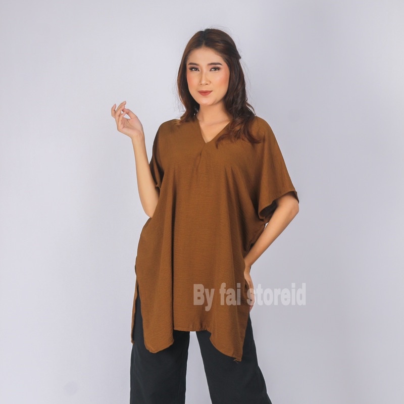 LONG SQUARE NAGITA CRINKLE AIRFLOW | ATASAN WANITA BLOUSE BASIC BAHAN CRINKLE AIRFLOW | BAJU NAGITA VIRAL KEKINIAN