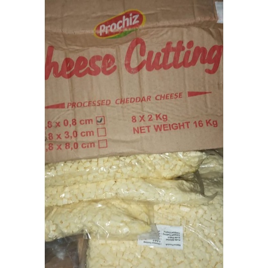 

keju chedar potongan dadu/cheese chedar cutting dadu/keju potong-potong berat 1 kg/1000 gram