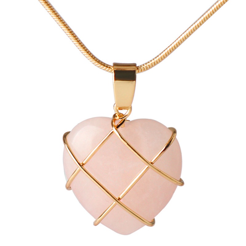 Fashion Opal Jantung Kalung Hati Berlian Castle Kalung Untuk Wanita Gadis Rose Quartz Barbie Necklace Perhiasan Aksesoris Hadiah