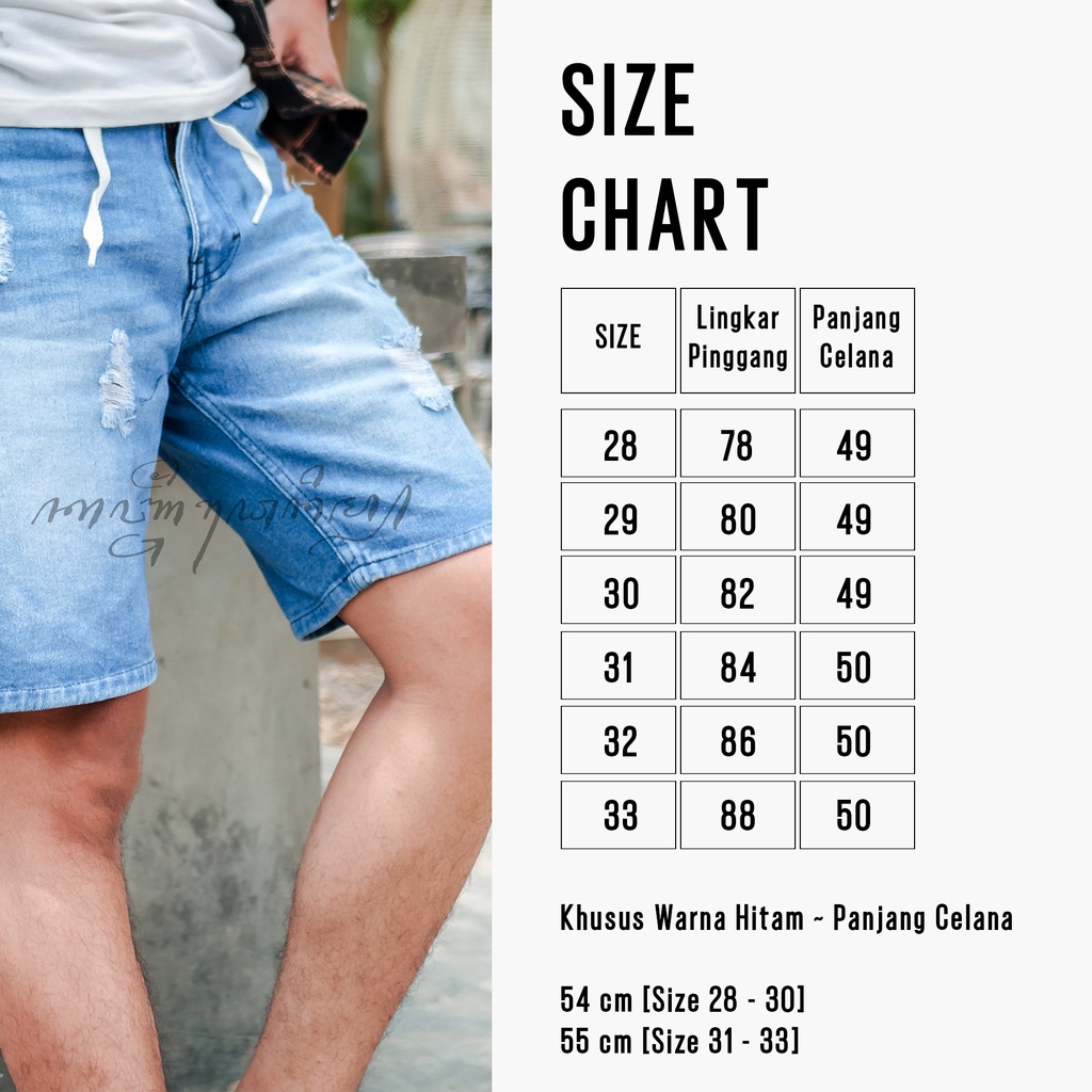 Celana Pendek Sobek Hitam - Jeans Pendek Soft Ripped