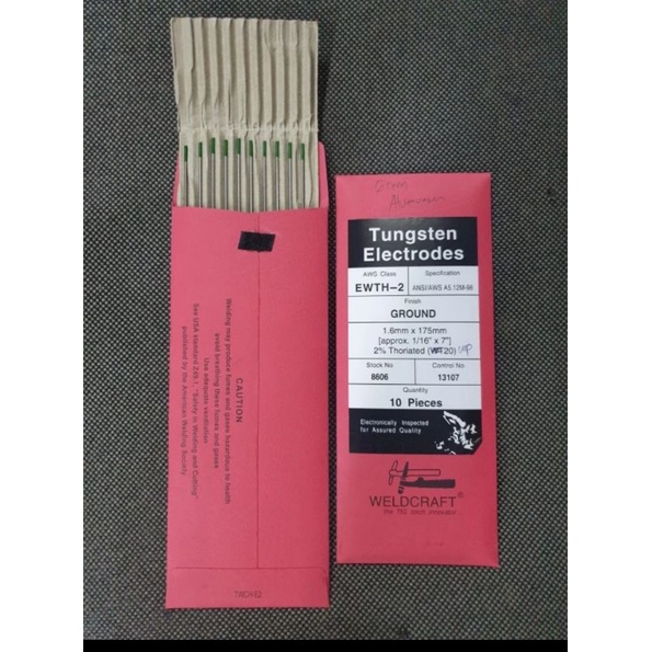 tungsten elektrode jarum las argon 3,2 mm alumunium hijau