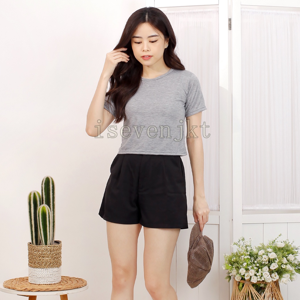 iseven p SPANDEX BASIC CROP TOP / KAOS CROP TOP / TSHIRT CROP / HANAFE CROP TOP / CROP TOP SLIM