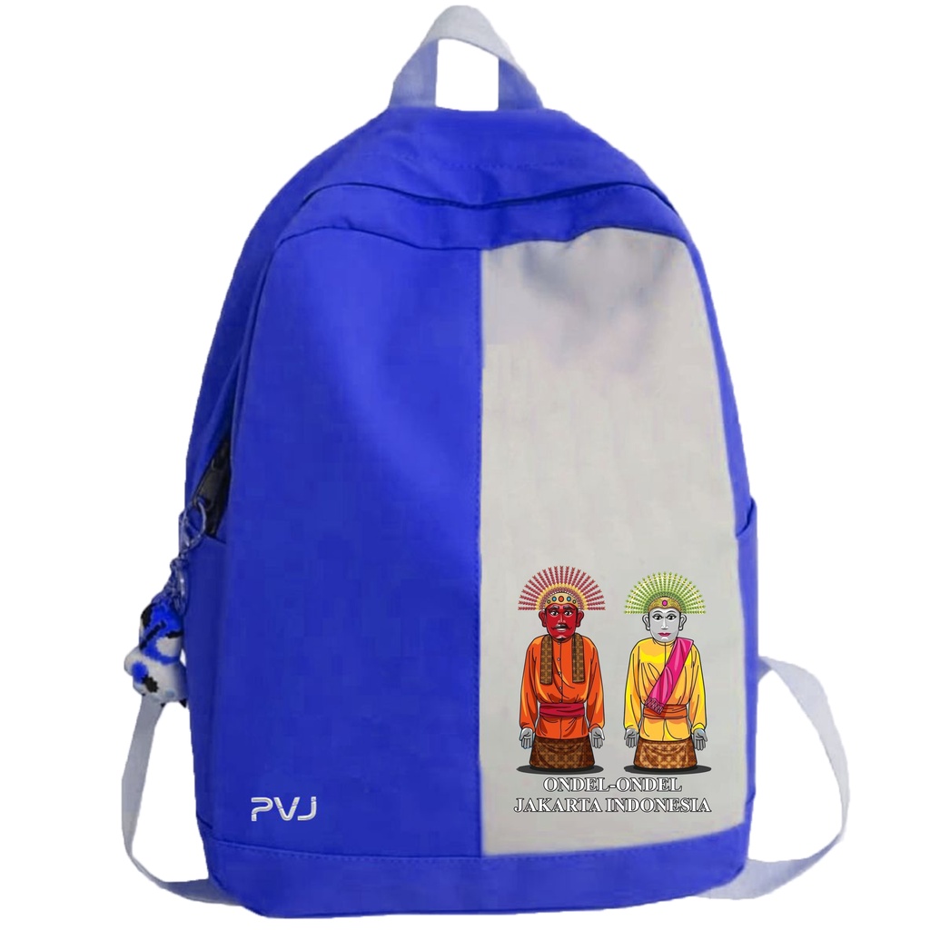 PVJ - Tas Motif Ondel-ondel Betawi Ransel Sekolah Laki-laki dan Perempuan