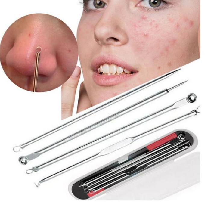 Paling Laris--Alat Pencet Komedo & Jerawat Pinset 1 Set Isi 4 Pcs / PIMPLE PICK / SENDOK UNA BLACKHE
