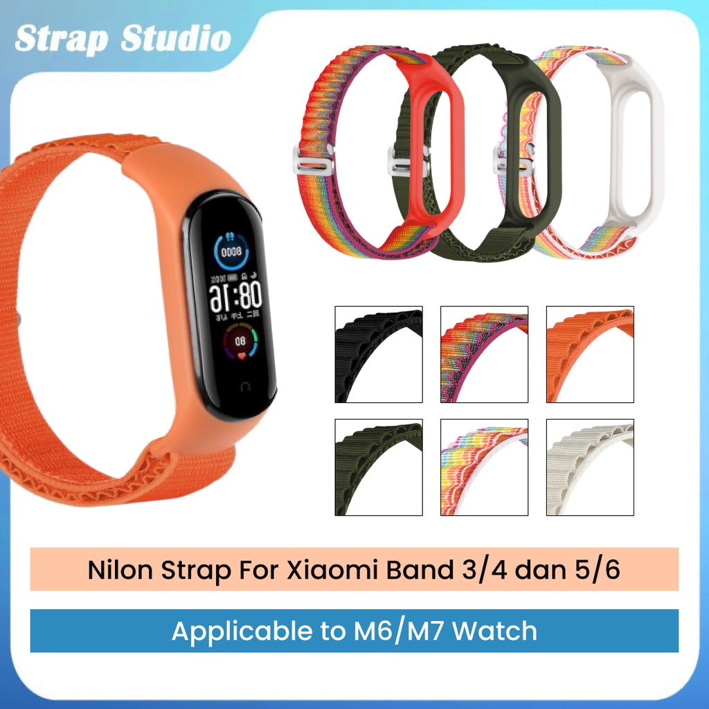 Strap Xiaomi Miband Bahan Nilon Mi Band 3 4 5 6 7  Tali Sporty Replacement Strap