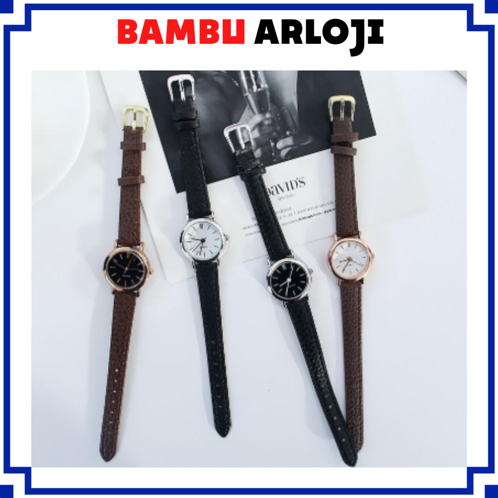 BAJ Jam Tangan Quartz Strap PU Analog Casual Gaya Retro Wanita Persegi Watch Korean Fashion RM026