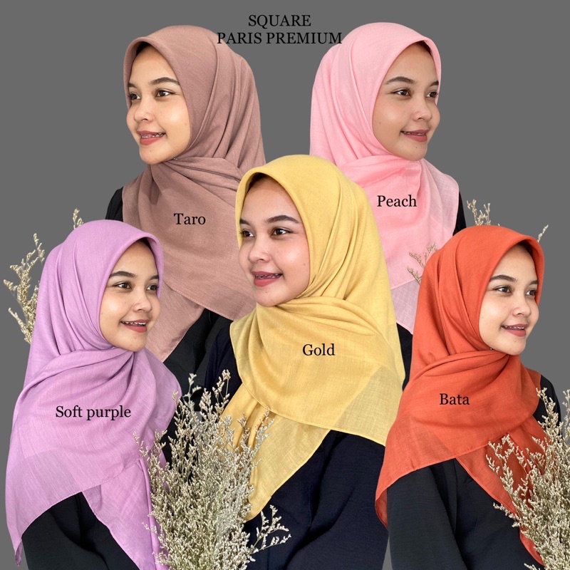 SQUARE PARIS PREMIUM Jadul Sekolah segiempat hijab voal paris premium segi empat umama basic