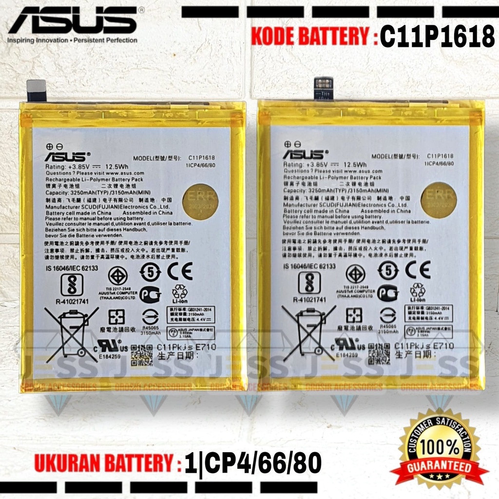 Baterai Battery Original ASUS C11P1612 For Tipe HP Zenfone 4 Edisi 4G Dual Sim , Z01KD , Z01KDA , ZE554KL &amp; Zenfone 5Q , 5Q Lite , ZC600KL , X017D , X017DA