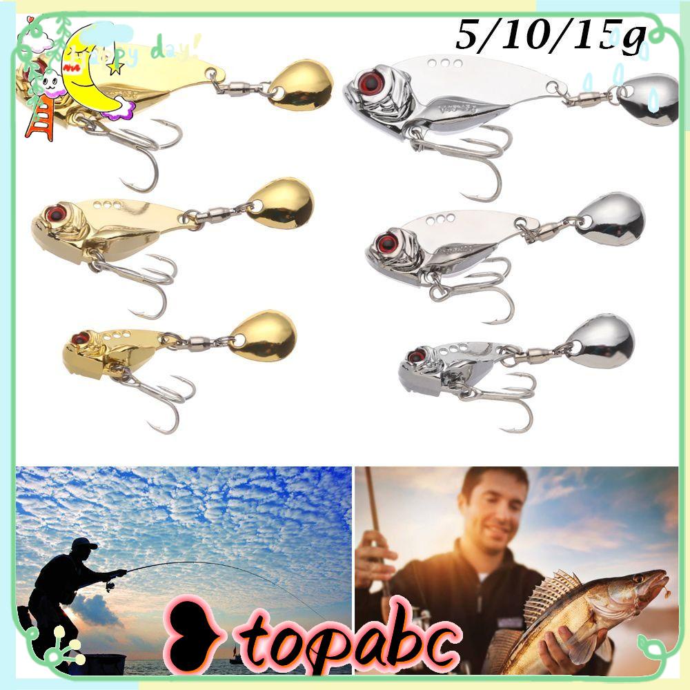 Top Metal Umpan Pancing Spinner Tackle Bass Getaran Putar Payet Treble Hook