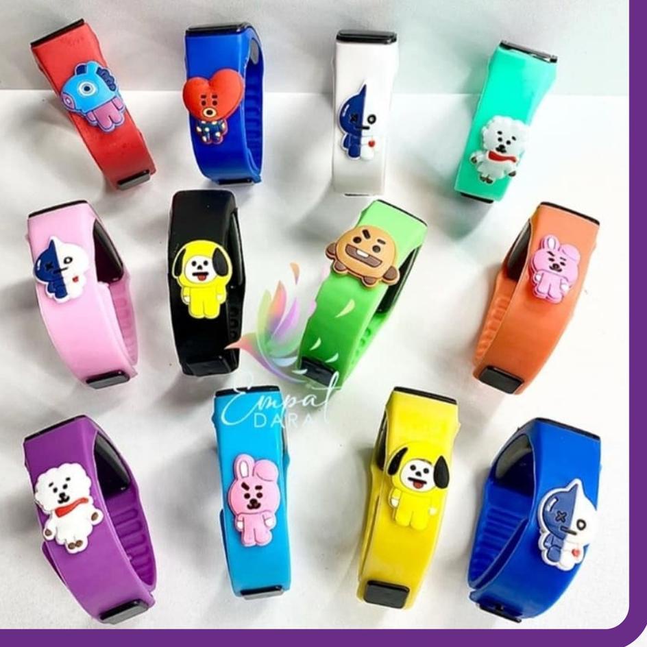 [SDG.10De22н] Jam Tangan Digital Led Kpop Bangtan Boys Army Karakter BT21 Warna-warni  V Taehyung Ta