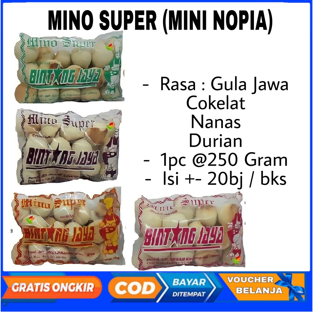 

Nopia Mini Mino Rasa Cokelat - Durian - Gula Jawa - Nanas