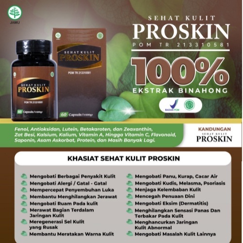 PROSKIN Proskin Kapsul Binahong Obat Gatal Kulit Jamur Panu Hapuran Kadas Kurap Eksim isi 60kapsul