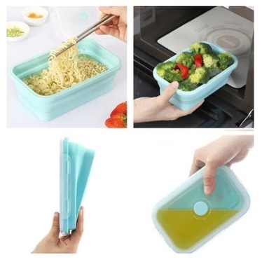 Silicone Lunch Box  Set 3 In 1 Kotak Makan Lipat Silikon Foldable