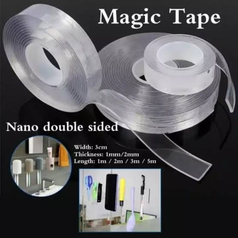 DOUBEL TAPE MAGIC CLEAR Perekat serba guna 5m &amp; 3m
