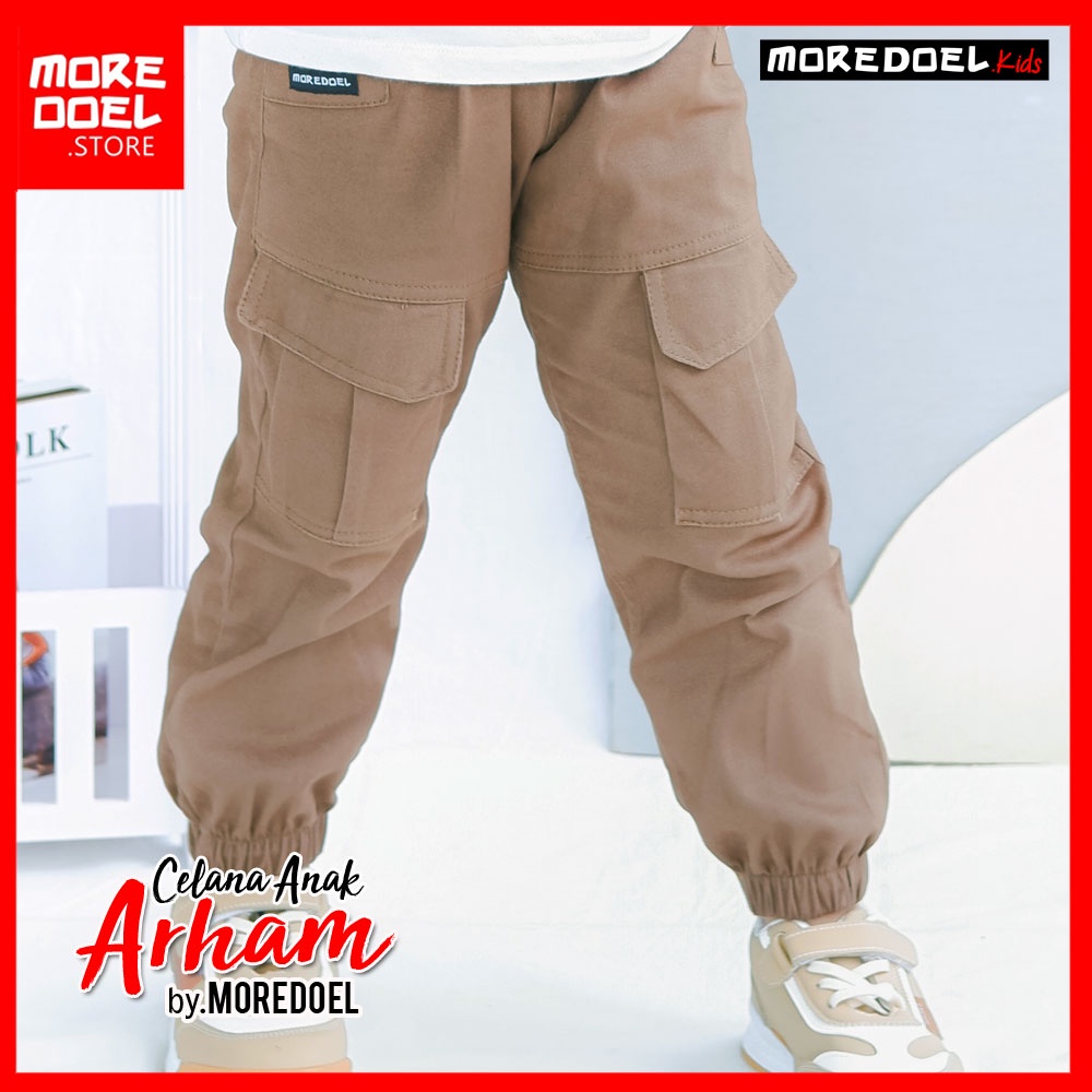 Celana Jogger Anak Chino Cargo Anak Arham Warna Mocca By Moredoel