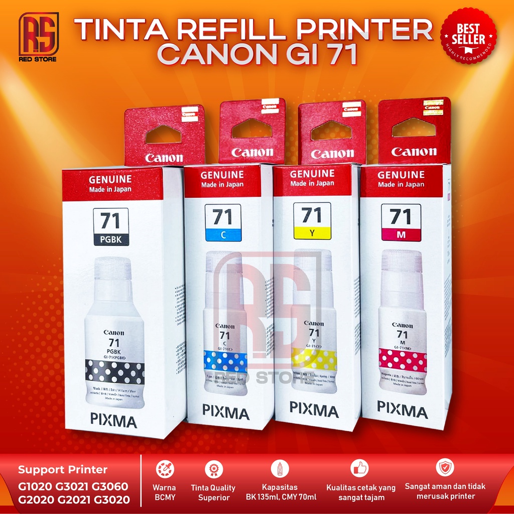 1 SET 4 PCS Tinta Canon Gi 71 For Printer G1020 G3020 G2020 G2060 G3060