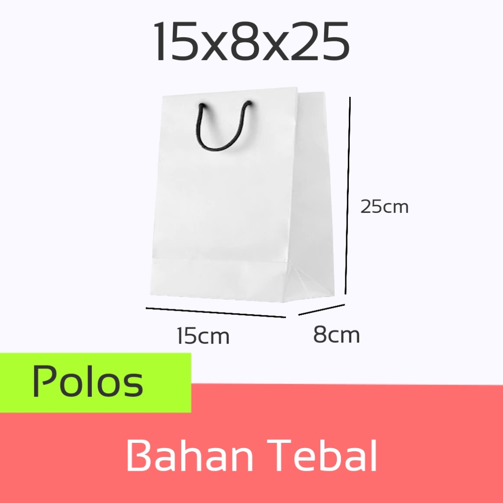 Jual Paper Bag Putih Polos Custom Kado Bahan Tebal Ukuran X X