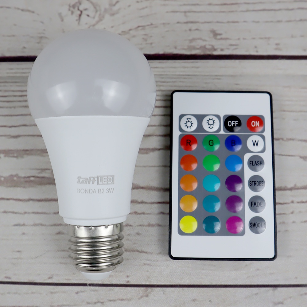 TaffLED Lampu Bohlam RGB dengan Remote Control E27 3W