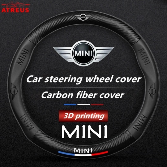 Sarung Setir Mobil Mini Untuk Cooper Clubman Countryman F60 R55 R56 F55 F56 R57 R58 S Auto Steering Wheel Cover Pelindung Kemudi Interior Mobil Logo Printing 3D