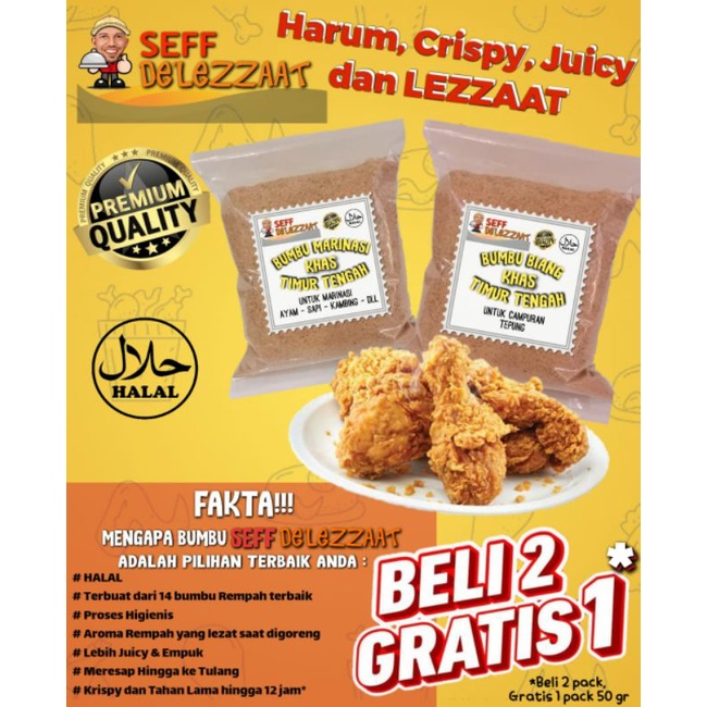 

BELI 2 GRATIS 1 BUMBU BIANG TEPUNG FRIED CHICKEN 14 REMPAH KHAS TIMUR TENGAH UTK 5 KG TEPUNG