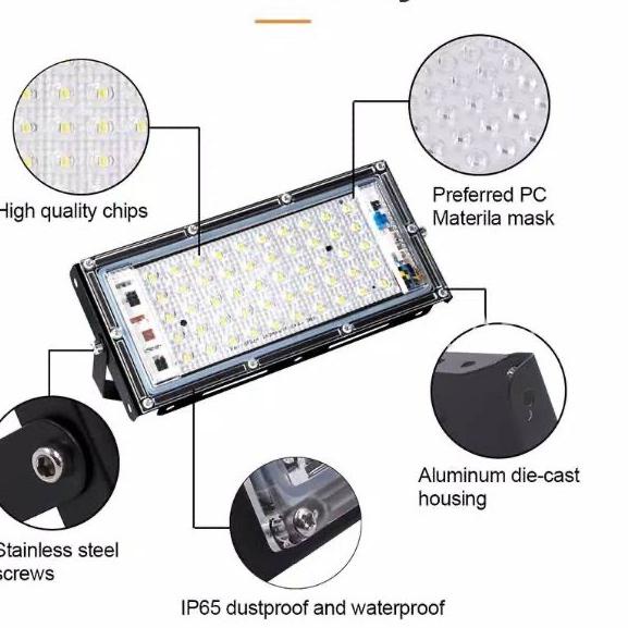 ㋿ Lampu LED SOROT 50W 50watt FLOODLIGHT Tembak Taman 50 w watt Outdoor tipis terang Putih ➽