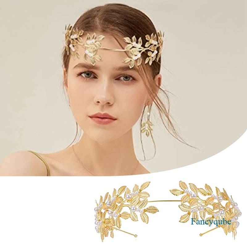 Baroque Golden Leaf Mahkota Hiasan Kepala Gaya Virgin Royal Vintage Handmade Laurel Ikat Kepala Olive Gold Bunga Aksesoris Rambut Pengantin Foto Mori Pernikahan
