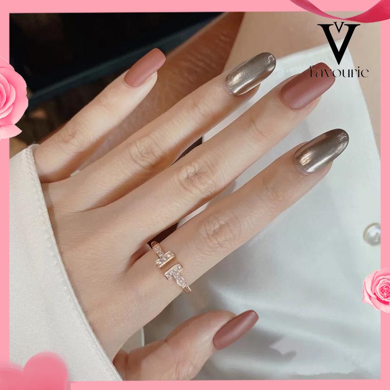 CODCincin Berlian Penuh T Ganda Trendi Cincin Berlian Berlapis Emas Wanita-FA