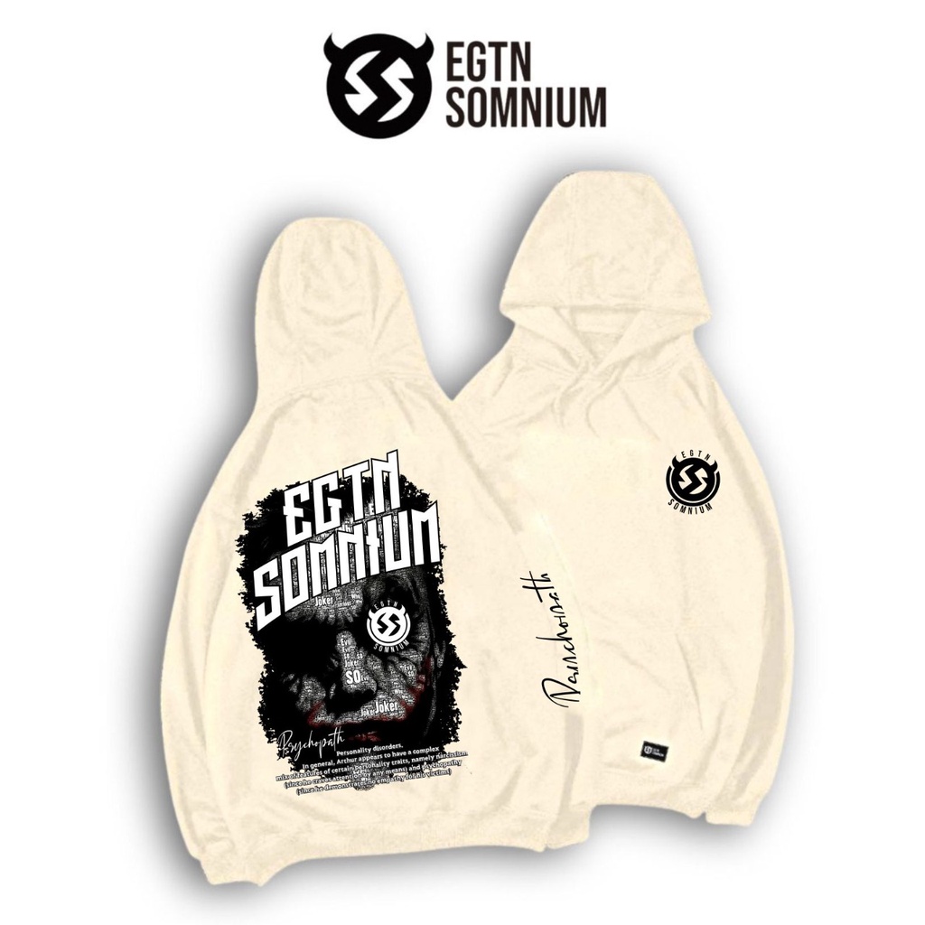 Sweater Hoodie Cream Pria Motif Terbaru Whatever Keren EGTN SOMNIUM | Hoodie Pria Wanita Simple Polos Premium