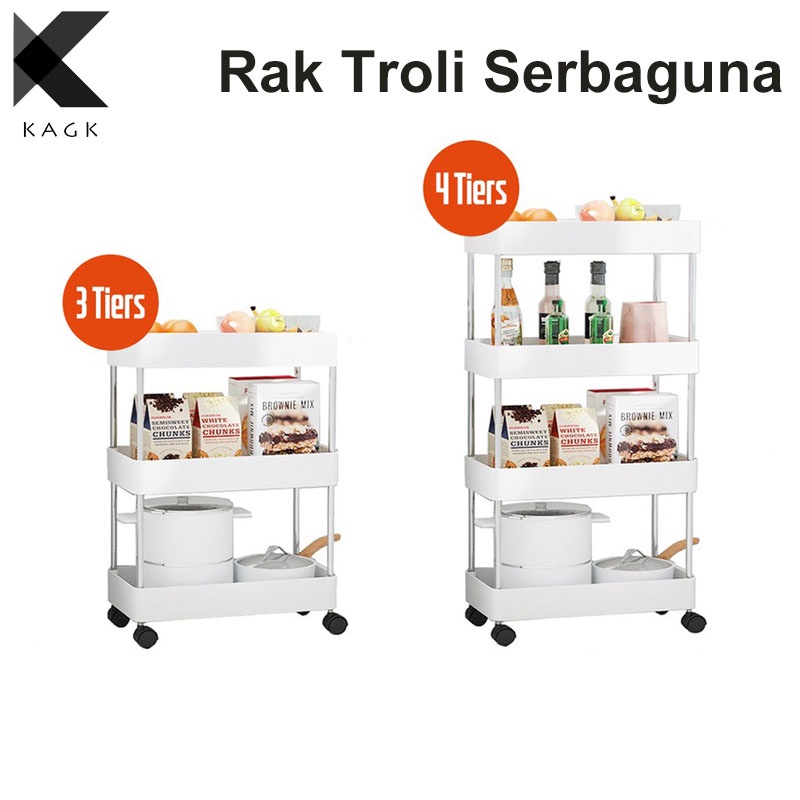 KAGK Rak Troli Serbaguna Rak Dapur Rak Kamar Mandi Rak Kamar Tidur Removable Rak Penyimpanan Dorong