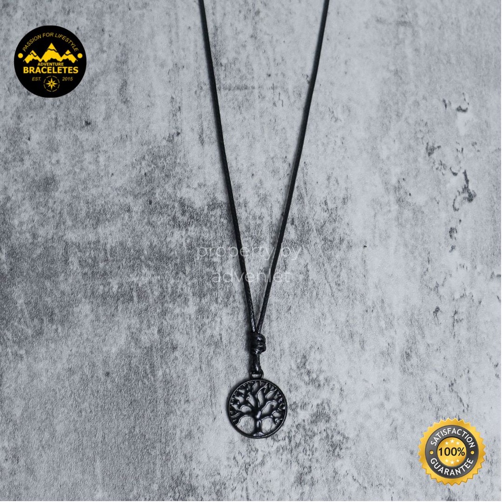 Kalung Pria Tali Liontin Bandul Logam Hitam Premium Waterproof Adjustable Necklace Couple