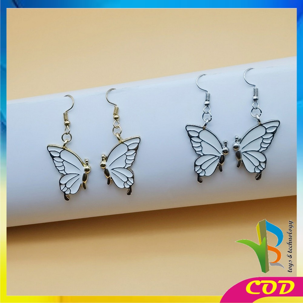 RB-K119 Anting Mutiara Gaya Korea Motif Pita Aksesoris Fashion Wanita / Anting Rumbai Panjang Elegant Earrings Butterfly Women