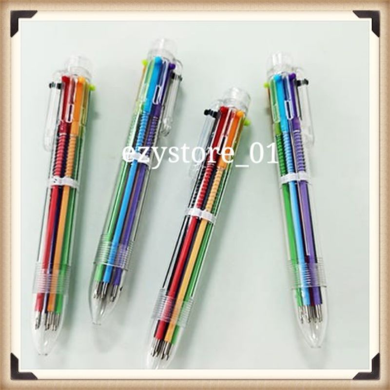 

Pulpen 6 Warna Transparan Pena Ballpont Pen Six-in-One Color